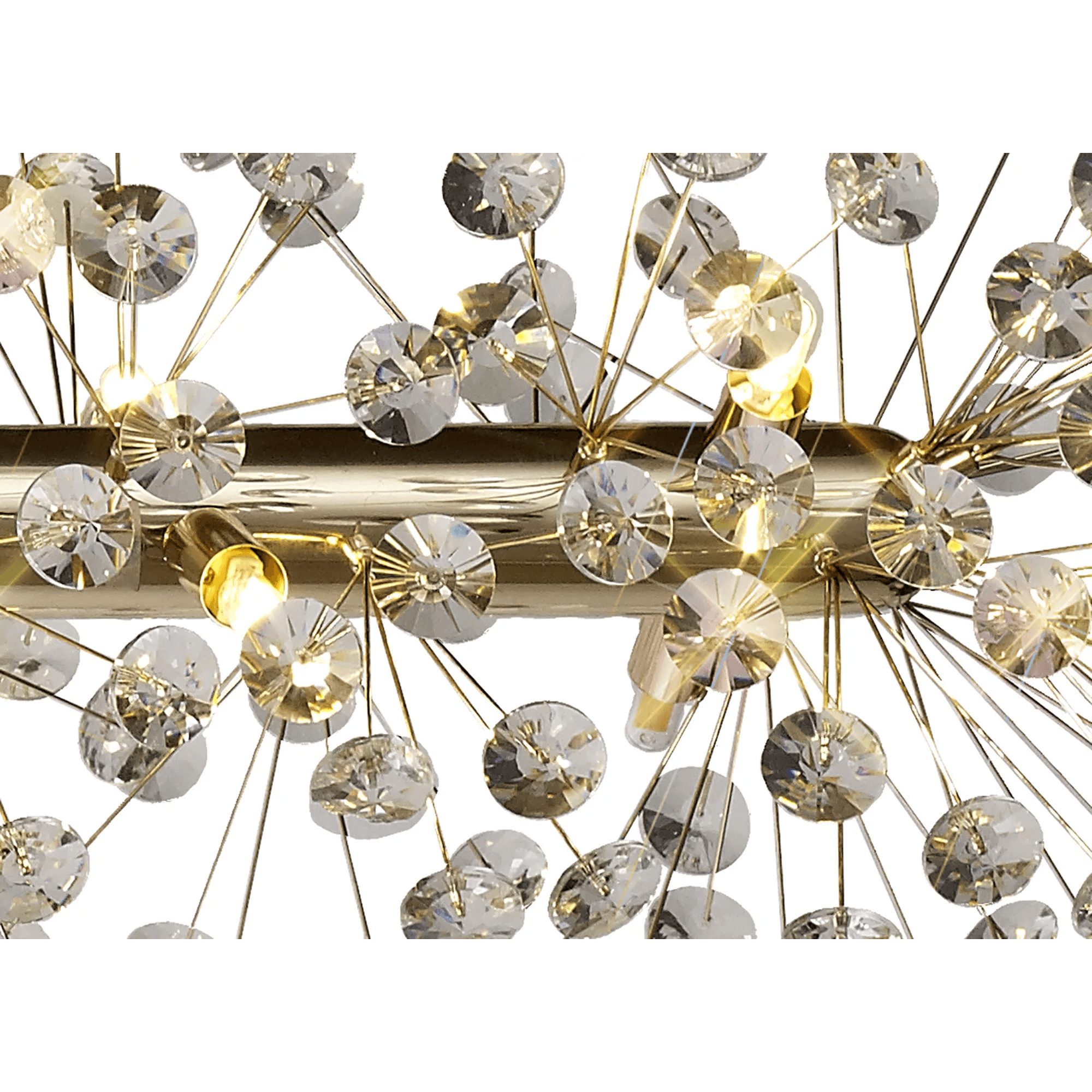 Fusion 14 Light Linear Ceiling Pendant in French Gold Finish With Crystal Discs