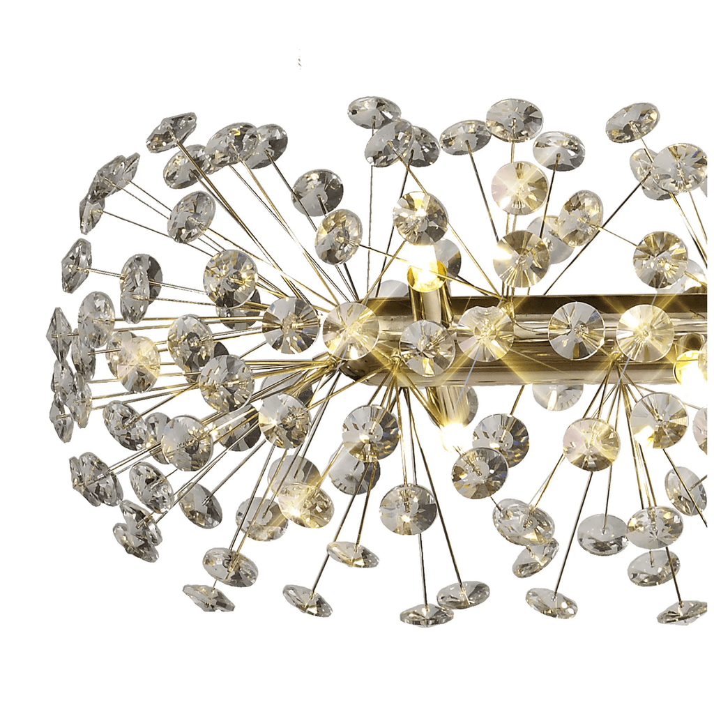 Fusion 14 Light Linear Ceiling Pendant in French Gold Finish With Crystal Discs