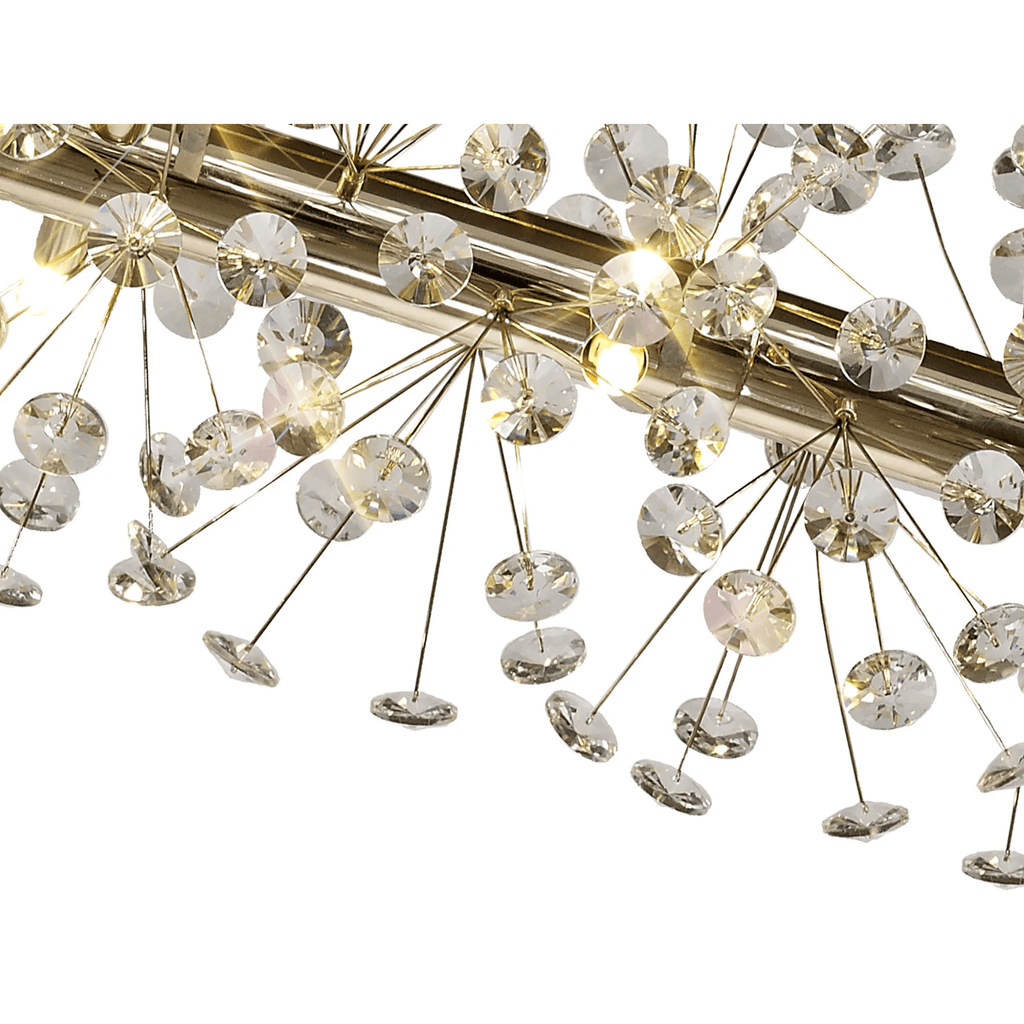 Fusion 14 Light Linear Ceiling Pendant in French Gold Finish With Crystal Discs