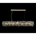 Fusion 14 Light Linear Ceiling Pendant in French Gold Finish With Crystal Discs