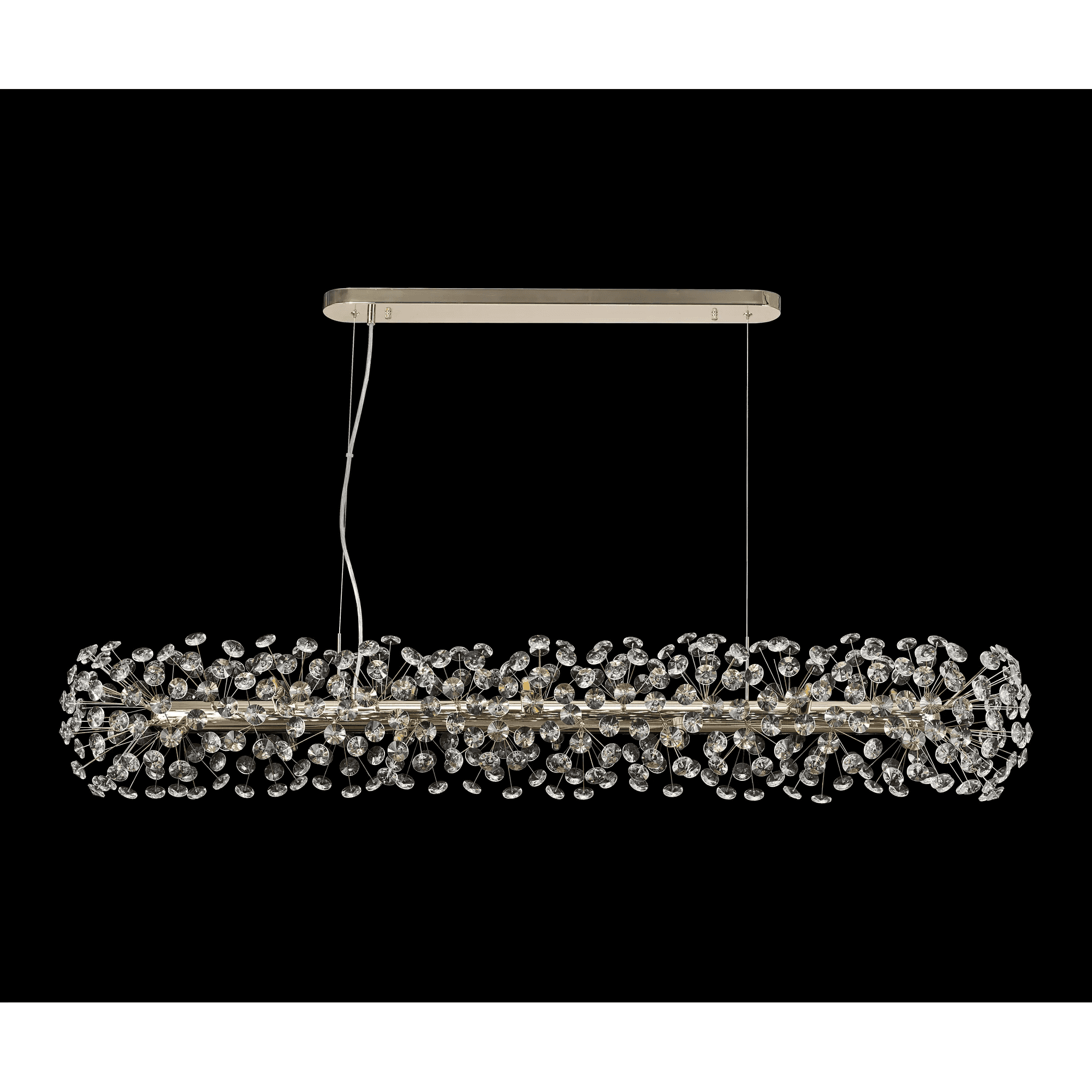 Fusion 14 Light Linear Ceiling Pendant in French Gold Finish With Crystal Discs