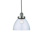 Hansen Retro Ceiling Pendant Light In Brushed Silver With Clear Glass Shade 91738