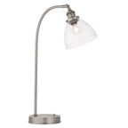 Hansen Retro Task Lamp In Brushed Silver With Clear Glass Shade 91740