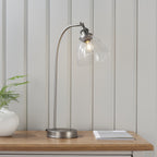 Hansen Retro Task Lamp In Brushed Silver With Clear Glass Shade 91740