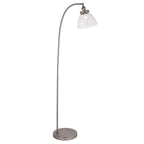 Hansen Retro Floor Lamp In Brushed Silver With Clear Glass Shade 91741