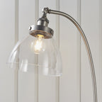 Hansen Retro Floor Lamp In Brushed Silver With Clear Glass Shade 91741