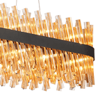 Hampton 36 Light Oblong Ceiling Pendant Light In Satin Black With Dual Amber Glass