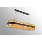 Hampton 36 Light Oblong Ceiling Pendant Light In Satin Black With Dual Amber Glass