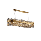 Hampton 36 Light Oblong Ceiling Pendant Light In Brass With Dual Smoked Glass