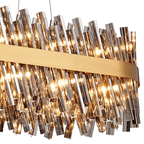 Hampton 36 Light Oblong Ceiling Pendant Light In Brass With Dual Smoked Glass