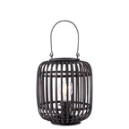 Mathias Table Lamp In Matt Black Finish With Dark Bamboo Shade 101674