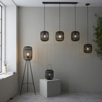 Mathias Table Lamp In Matt Black Finish With Dark Bamboo Shade 101674
