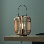 Mathias Table Lamp In Matt Black Finish With Light Bamboo Shade 101773