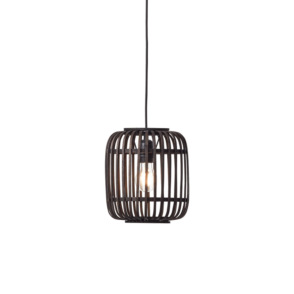 Mathias Ceiling Pendant Light In Matt Black Finish With Dark Bamboo Shade 101700
