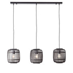 Mathias Linear Ceiling Pendant Light In Matt Black Finish With Dark Bamboo Shade 101698