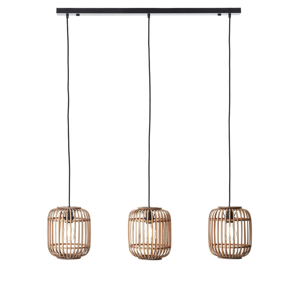 Mathias Linear Ceiling Pendant Light In Matt Black Finish With Light Bamboo Shade 101775