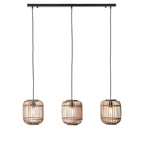 Mathias Linear Ceiling Pendant Light In Matt Black Finish With Light Bamboo Shade 101775