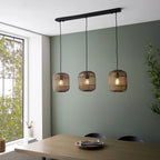 Mathias Linear Ceiling Pendant Light In Matt Black Finish With Light Bamboo Shade 101775
