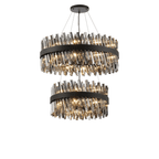 Hampton 2 Tier 42 Light Ceiling Pendant Light In Satin Black With Smoked Glass