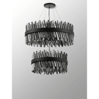Hampton 2 Tier 42 Light Ceiling Pendant Light In Satin Black With Smoked Glass