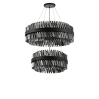 Hampton 2 Tier 42 Light Ceiling Pendant Light In Satin Black With Smoked Glass