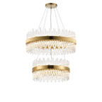 Hampton 2 Tier 42 Light Ceiling Pendant Light In Brass With Clear Glass