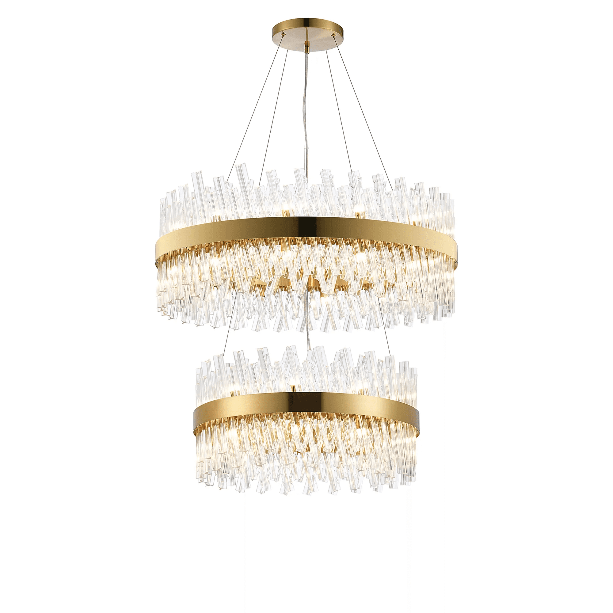Hampton 2 Tier 42 Light Ceiling Pendant Light In Brass With Clear Glass