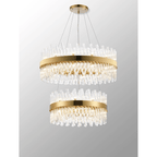 Hampton 2 Tier 42 Light Ceiling Pendant Light In Brass With Clear Glass