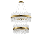 Hampton 2 Tier 42 Light Ceiling Pendant Light In Brass With Clear Glass