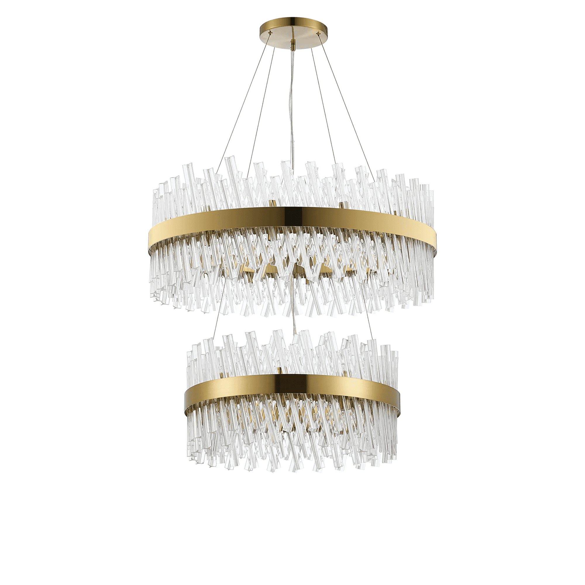 Hampton 2 Tier 42 Light Ceiling Pendant Light In Brass With Clear Glass