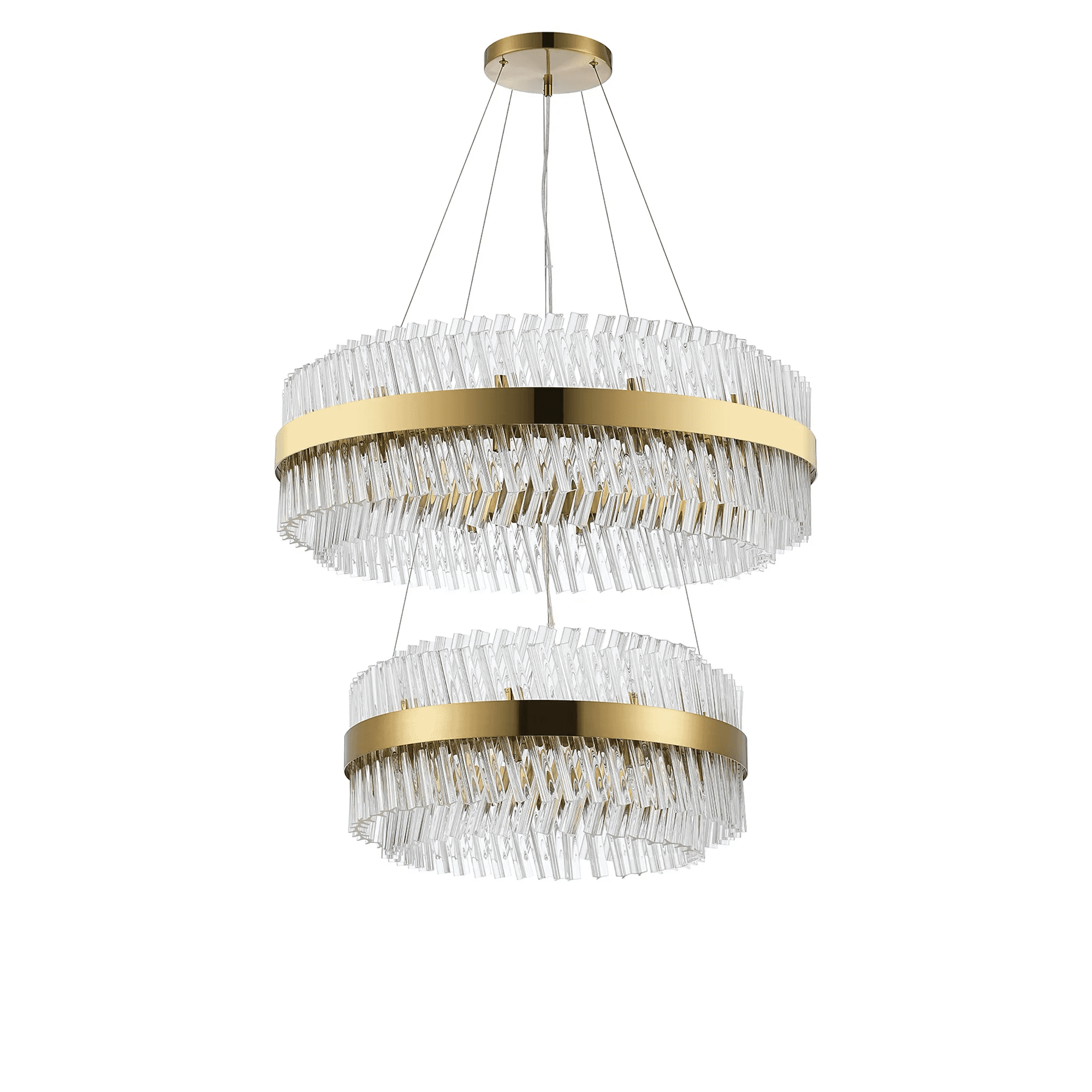 Hampton 2 Tier 42 Light Ceiling Pendant Light In Brass With Clear Glass