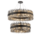 Hampton 2 Tier 56 Light Ceiling Pendant Light In Satin Black With Smoked Glass