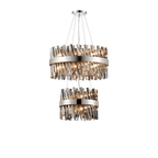 Hampton 2 Tier 28 Light Ceiling Pendant Light In Polished Nickel With Smoked Glass
