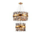 Hampton 2 Tier 28 Light Ceiling Pendant Light In Brass With Smoked Glass