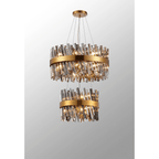 Hampton 2 Tier 28 Light Ceiling Pendant Light In Brass With Smoked Glass