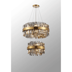 Hampton 2 Tier 28 Light Ceiling Pendant Light In Brass With Smoked Glass