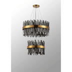 Hampton 2 Tier 28 Light Ceiling Pendant Light In Brass With Smoked Glass