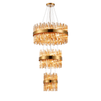 Hampton 3 Tier 34 Light Ceiling Pendant Light In Brass With Amber Glass