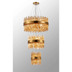 Hampton 3 Tier 34 Light Ceiling Pendant Light In Brass With Amber Glass