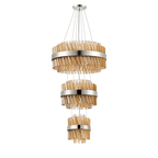 Hampton 3 Tier 34 Light Ceiling Pendant Light In Polished Nickel With Amber Glass