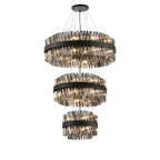 Hampton 3 Tier 52 Light Ceiling Pendant Light In Satin Black With Smoked Glass