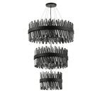 Hampton 3 Tier 52 Light Ceiling Pendant Light In Satin Black With Smoked Glass
