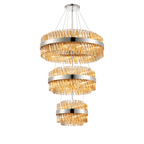 Hampton 3 Tier 52 Light Ceiling Pendant Light In Polished Nickel With Amber Glass