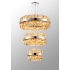 Hampton 3 Tier 52 Light Ceiling Pendant Light In Polished Nickel With Amber Glass