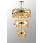 Hampton 3 Tier 52 Light Ceiling Pendant Light In Polished Nickel With Amber Glass