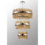 Hampton 3 Tier 52 Light Ceiling Pendant Light In Polished Nickel With Amber Glass