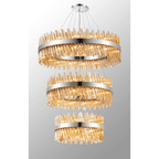 Hampton 3 Tier 74 Light Ceiling Pendant Light In Polished Nickel With Amber Glass