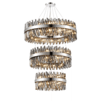 Hampton 3 Tier 74 Light Ceiling Pendant Light In Polished Nickel With Smoked Glass