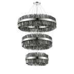 Hampton 3 Tier 74 Light Ceiling Pendant Light In Polished Nickel With Smoked Glass