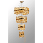 Hampton 4 Tier 58 Light Ceiling Pendant Light In Brass With Amber Glass